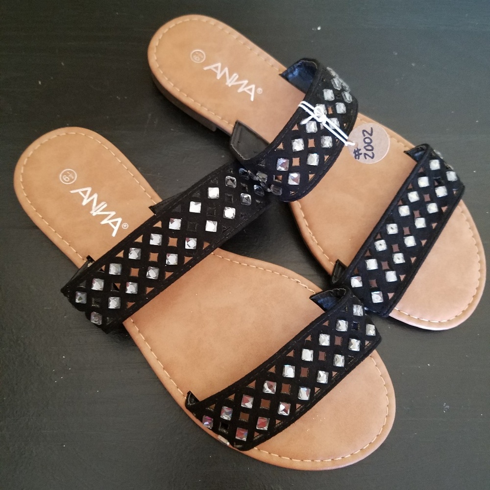 Black Rhinestone Sandals